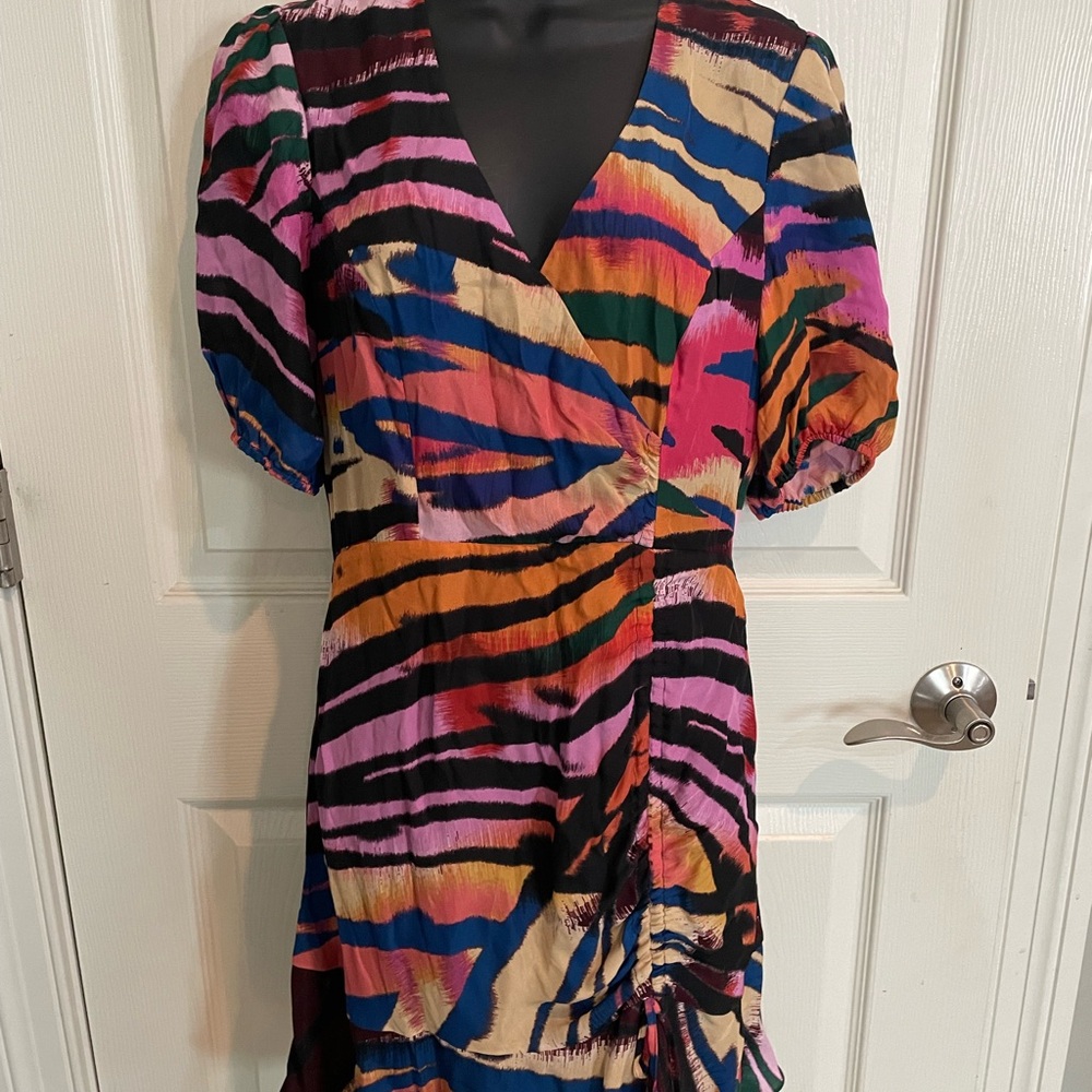 Parker Multicolor Striped Dress 6 NWT Retail $318.00 Cheetah